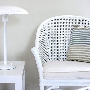 Fauteuil canné lin blanc