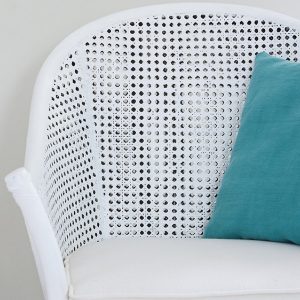 Fauteuil canné lin blanc